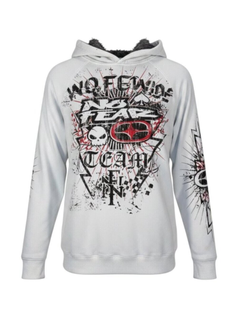No Fear White Red XL White Hoodie - Picture 2 of 9